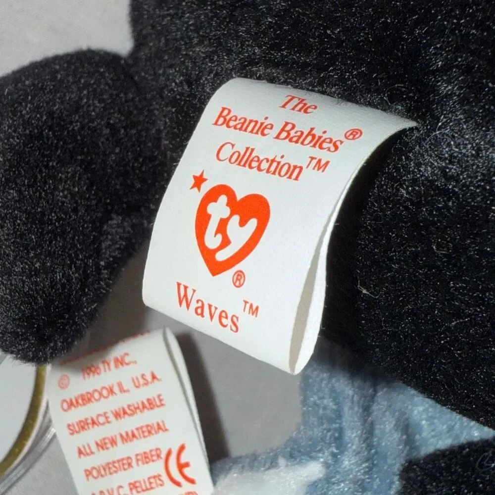 Vintage Ty Beanie Babies Aquatic Trio – Goldie 1993, Crunch 1996 &‎ Waves 1996 –